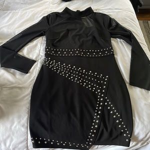 WOW Couture studded black dress with mesh top size L